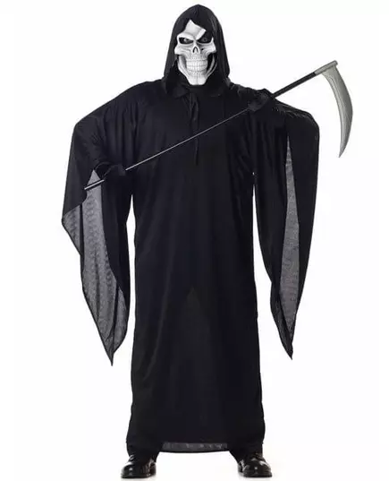Grim Reaper-kostyme til Halloween i plussstørrelse for menn, Størrelse: XX-Large