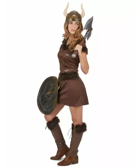 Sexy brunt vikingkostyme til kvinner, Størrelse: Medium