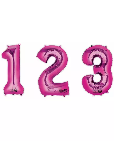 Foil balloon number fuchsia 86 cm, Size: 4