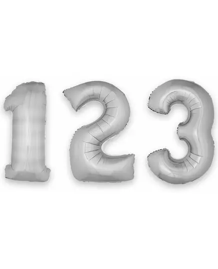 1m silver number foil balloon, Size: 2