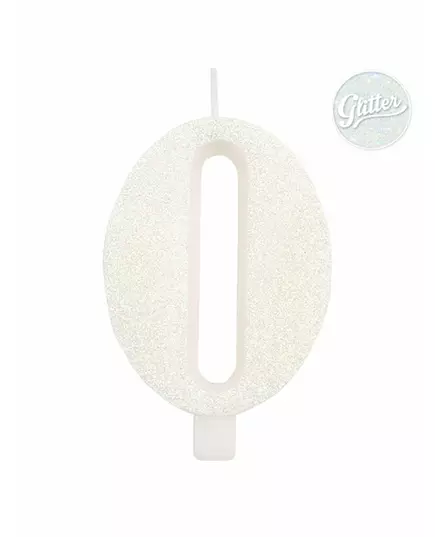 Hvitt glitter tall bursdagslys 9,5 cm, Størrelse: 8