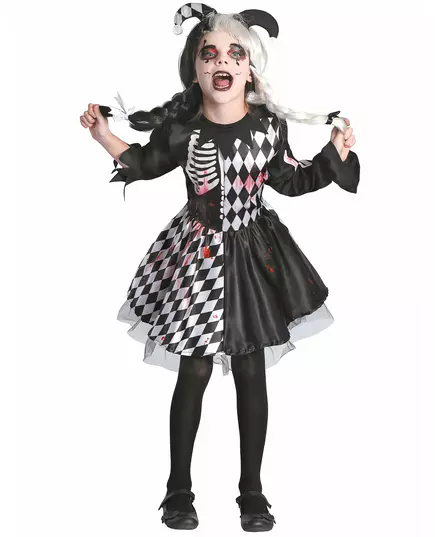 Bloody Harlequin Costume for Girls, Size: 10-12 years (130-140 cm)