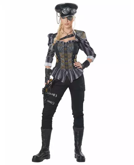 Luksuriøst steampunk-kapteinkostyme for kvinner, Størrelse: Small (38/40)