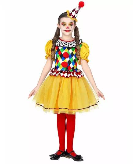 Colorful clown costume for girls, Size: 5-7 years(128 cm)