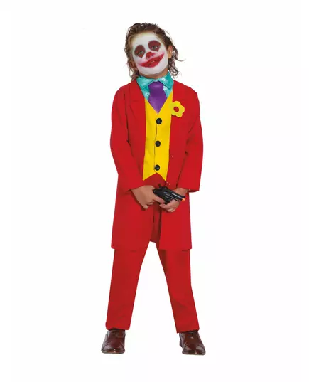 Crazy red clown costume for children, Size: 10-12 years (142-148 cm)