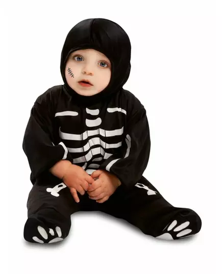 Svart skjelett-jumpsuit til baby, Størrelse: 1–2 år (80–92 cm)