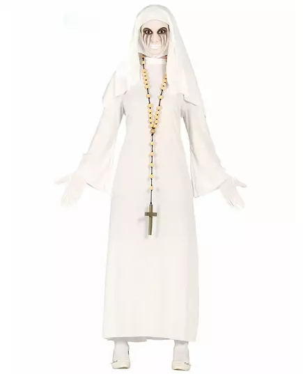 White ghost nun costume for women, Size: Large (42-44)