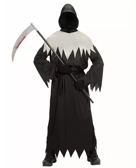 Svart og hvitt Grim Reaper-kostyme for voksne, Størrelse: Large