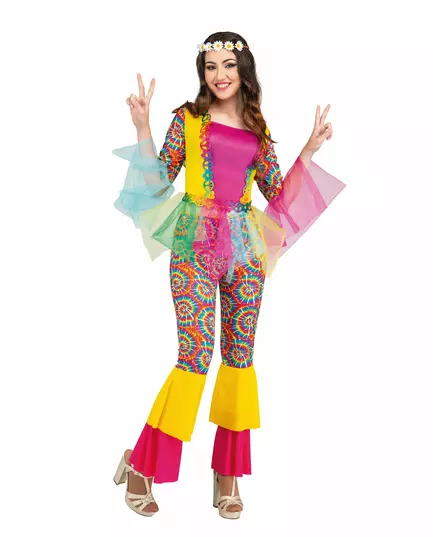 Hippiekostyme i tyll for kvinner, Størrelse: M/L