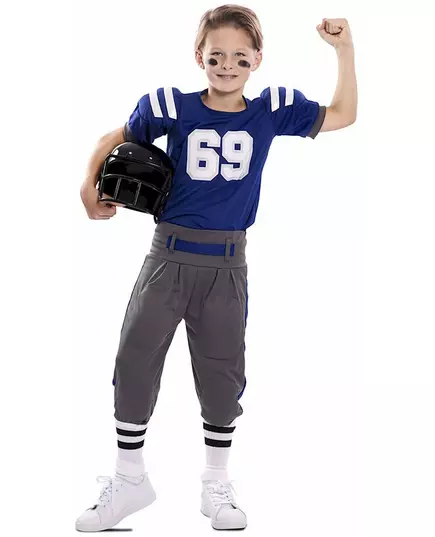 Blått amerikansk fotballspillerkostyme til barn, Størrelse: 7–9 år (122–138 cm)
