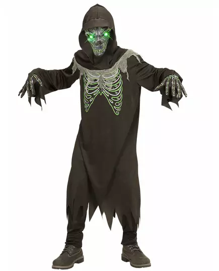 Black and green grim reaper costume for children, Size: 8-10 years (140 cm)