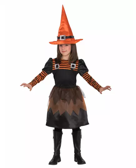 Cute little orange witch costume for girls, Size: 4-5 years(114 cm)