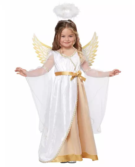 Luxury little white and gold angel costume for girls, Size: 3-4 years (101cm)