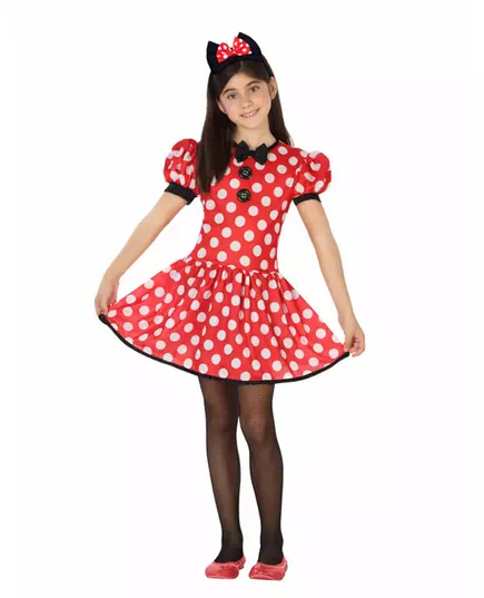 Miss Mouse Polka Dot Costume for Girls, Size: 5-6 years (115/130 cm)