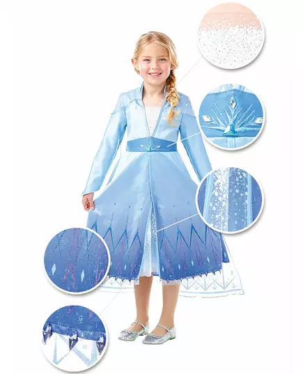 Premium Elsa Frozen 2 costume for girls, Size: 7-8 years (122 to 128 cm)