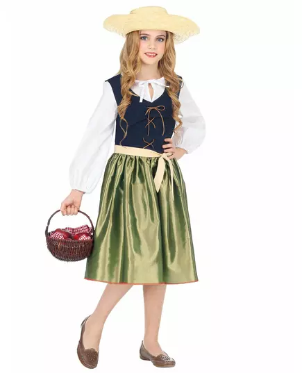 Green Renaissance costume for girls, Size: 4-5 years (116 cm)