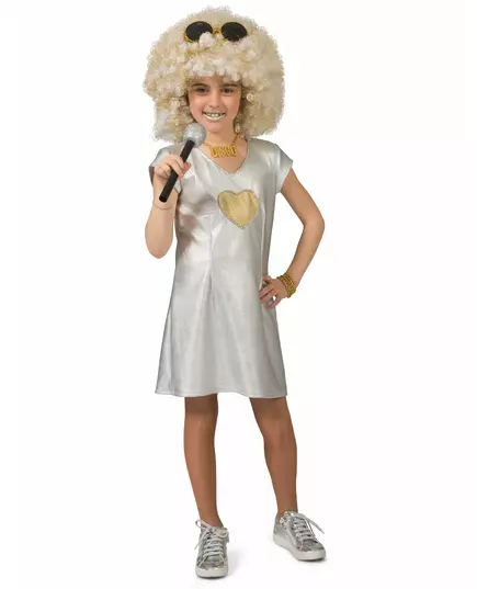 Silver disco dress costume for girls, Size: 10-12 years(140 cm)