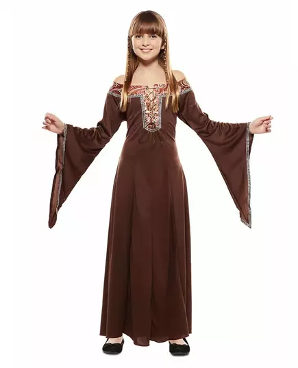 Child's brown medieval lady dress costume, Size: 10-12 years (139-155 cm)