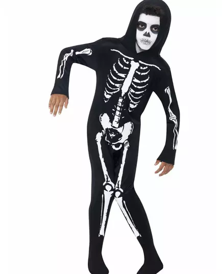 Children's black skeleton jumpsuit costume, Size: 7-9 years(130/143 cm)