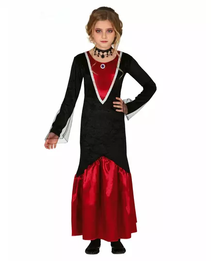 Red and black vampire costume for girls, Size: 9 years (125-135 cm)