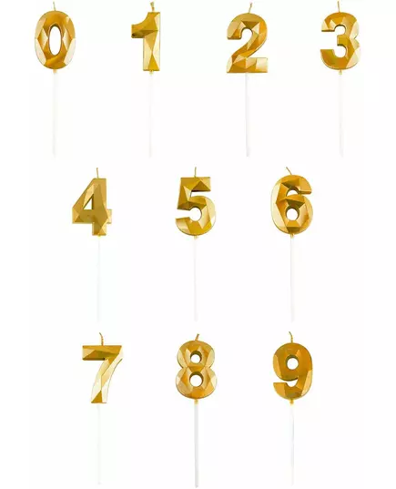 Gullfarget talllys med diamanteffekt 5 cm, Størrelse: 7