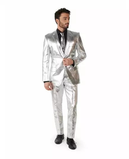 Mr. Shiny Silver-kostyme for menn fra Opposuits, Størrelse: Medium (EU 48-50)