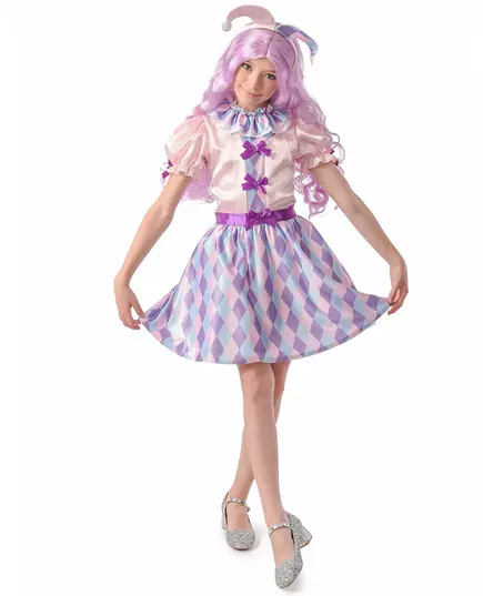 Pastell harlekinkostyme til jenter, Størrelse: 3–4 år(92–104 cm)