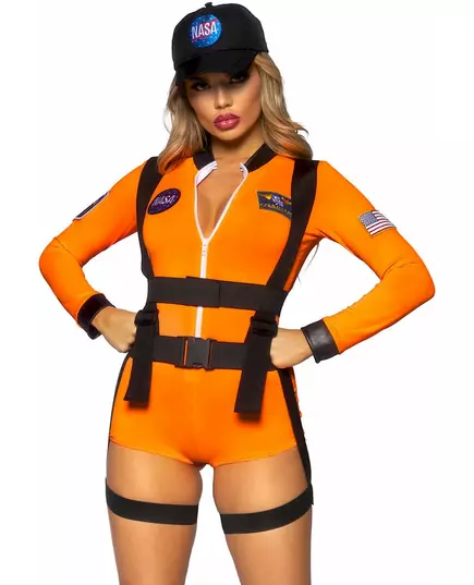 Sexy astronaut-jumpsuitkostyme til kvinner, Størrelse: Small (36-38)
