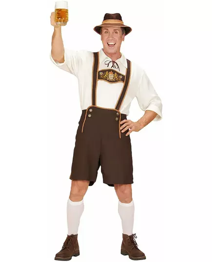 Large size brown Bavarian costume for men, Size: XXX-Large