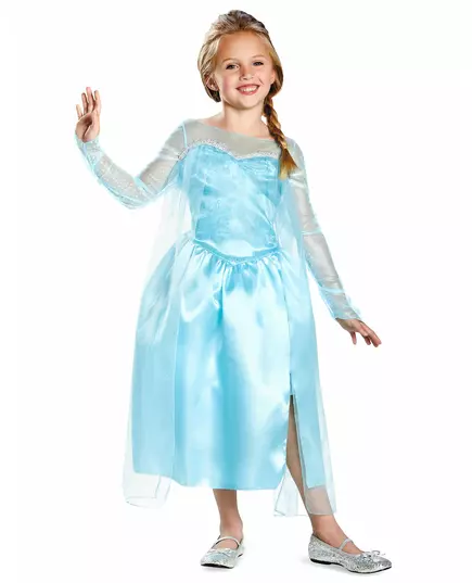 Klassisk Elsa Snødronningen-kostyme til jenter, Størrelse: 3–4 år (97–109 cm)