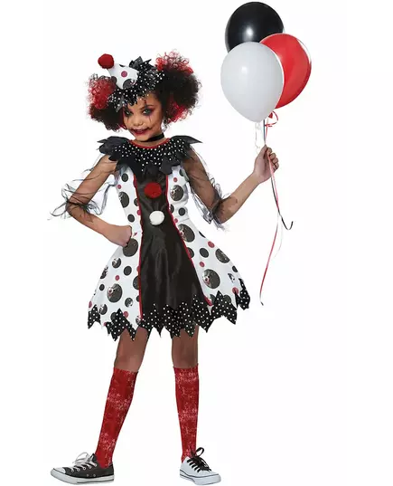 Deluxe scary clown costume for girls, Size: 8-10 years (140 cm)