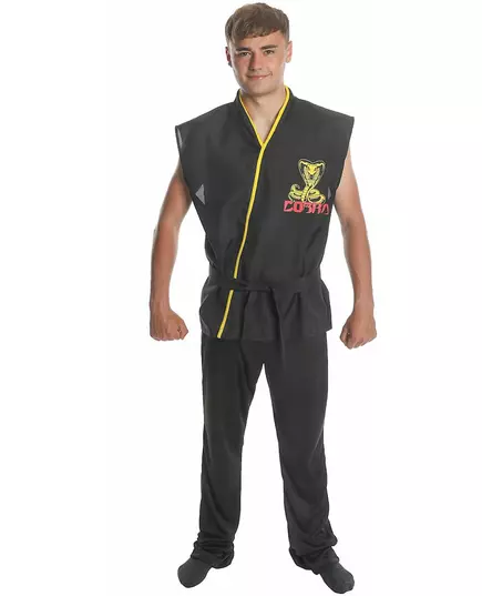 Svart karate-kostyme for voksne, Størrelse: Medium