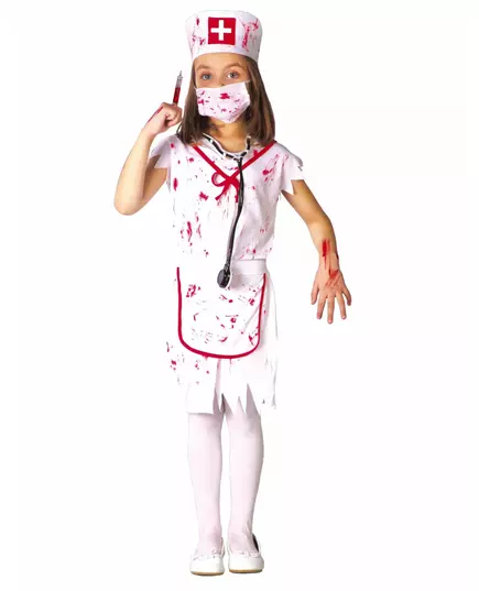 White zombie nurse costume for girls, Size: 10-12 years (142-148 cm)