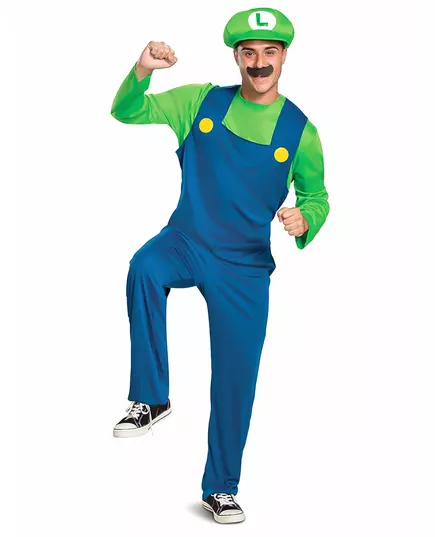 Klassisk Luigi-kostyme for voksne, Størrelse: Medium