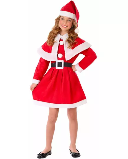 Classic Mother Christmas costume for girls, Size: 5-6 years (115/130 cm)