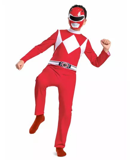 Klassisk rødt Power Rangers-kostyme til barn, Størrelse: 5–6 år(109–126 cm)