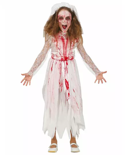 Bloody wedding dress costume for girls, Size: 10-12 years (142-148 cm)