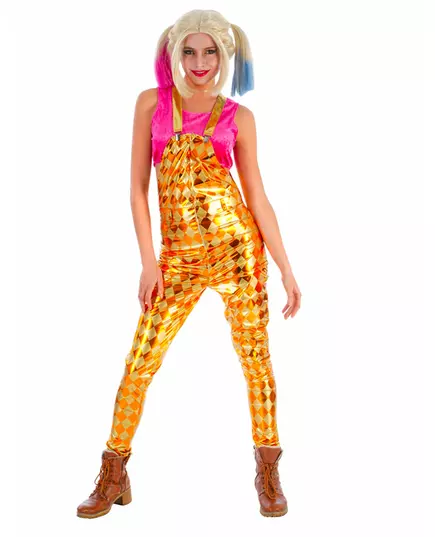 Women's diamond-patterned overalls costume, Size: Small