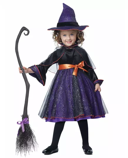 Luksuriøst abracadabra-heksekostyme for jenter, Størrelse: 4–6 år (116 cm)