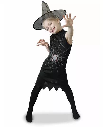 Witch costume with hat for girls, Size: 3-4 years (90 to 104 cm)