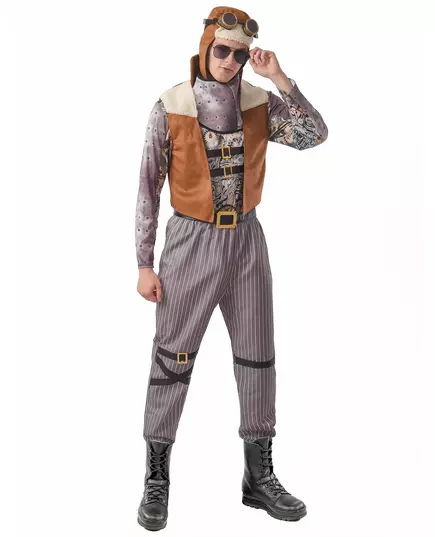 Steampunk-pilotkostyme for menn, Størrelse: Small