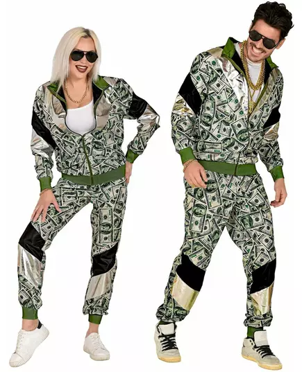 Plus size dollar bill tracksuit costume, Size: X-Large
