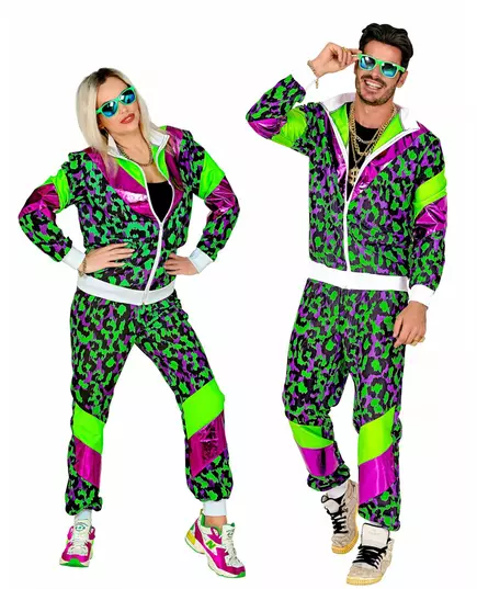 Neon leopardprint treningsdrakt til voksne, Størrelse: Medium