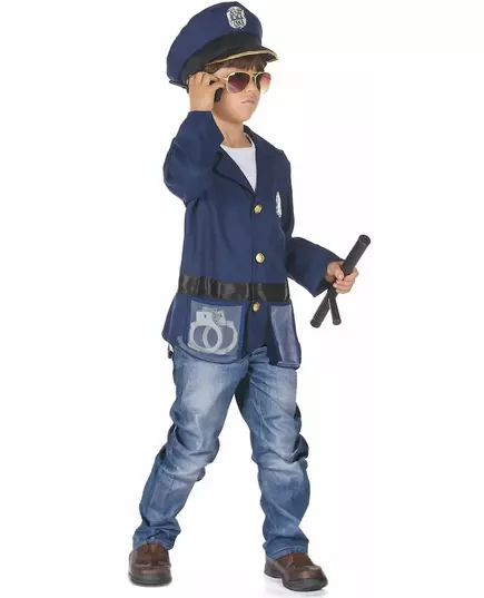 Children's police officer costume with accessories, Size: 4-6 years (110-120 cm)