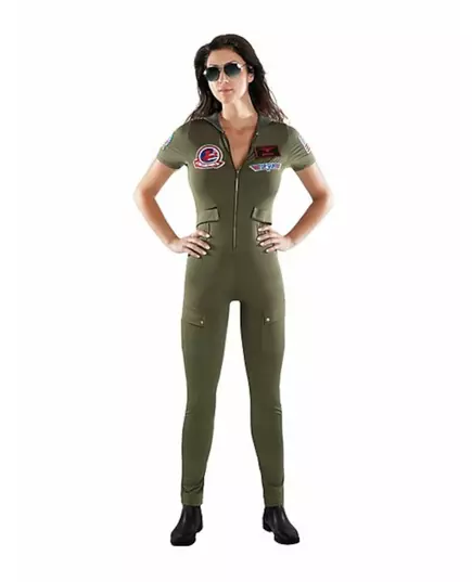 Voksen Top Gun jumpsuit-kostyme, Størrelse: X-Large