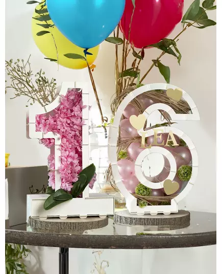 Hvit tallstruktur for 64 cm ballonger, Størrelse: 0