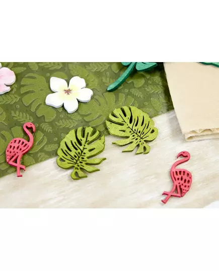 10 Wooden confetti tropical leaves 4 cm, image 2