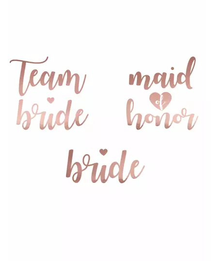 13 Team Bride Rose Gold Temporary Tattoos, image 2