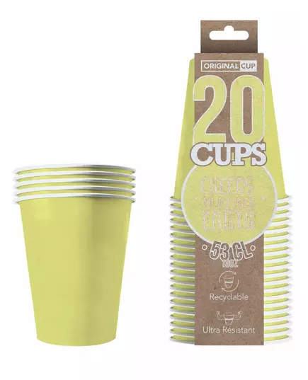 20 amerikanske resirkulerbare pappkopper pastellgule 53 cl, bilde 2