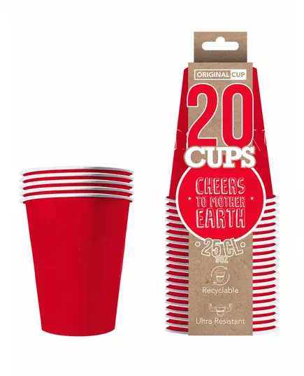 20 amerikanske resirkulerbare røde pappkopper 25 cl, bilde 2